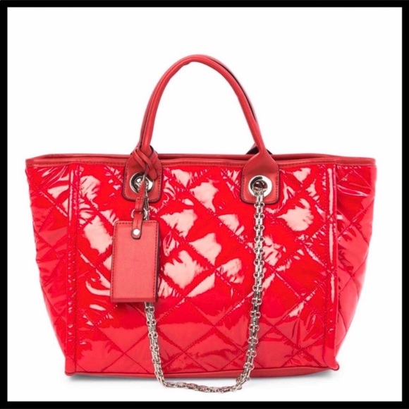 STEVE MADDEN RED TOTE TRAVEL WORK SHOULDER BAG A3C - Picture 7 of 8